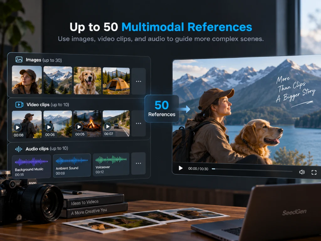 Image, video, and audio references guiding a Seedance 2.5 video